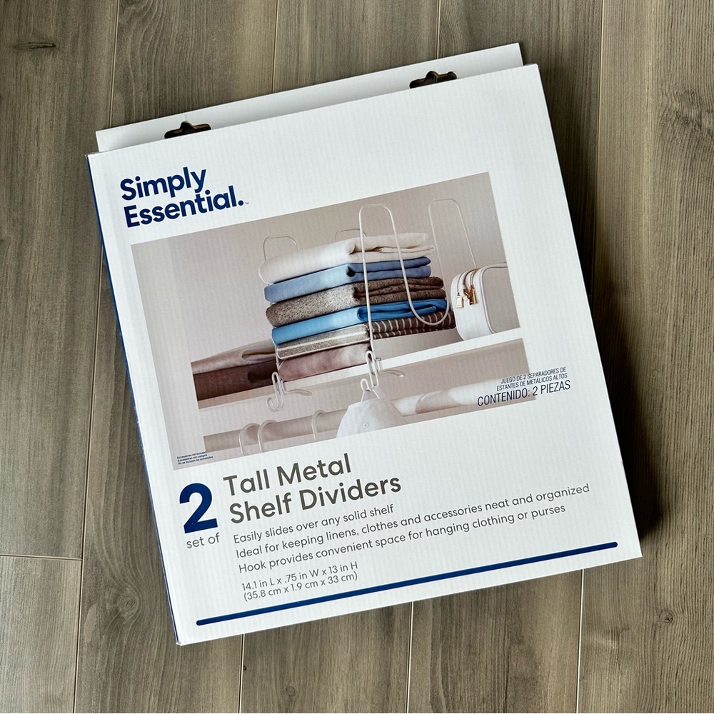 💫 NEW Set of 2 Simply Essential Tall Metal Shelf Dividers